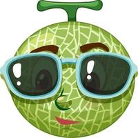 Cantaloupe melon cartoon character with facial expression vector