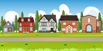 Suburban landscape with many houses vector