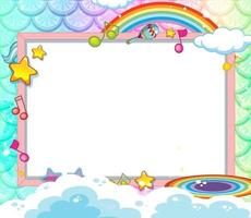 Banner en blanco sobre fondo de escamas de pescado pastel vector