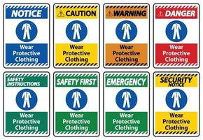Wear protective clothing sign on white background vector