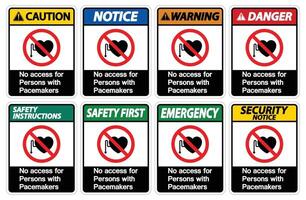 No Access For Persons With Pacemaker Symbol Sign On White Background vector