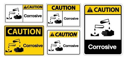 Caution Corrosive Symbol Sign Isolate On White Background,Vector Illustration EPS.10 vector