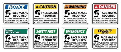 Face Masks Required Sign on white background vector