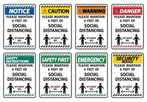 For Your Safety Maintain Social Distancing Sign on white background vector