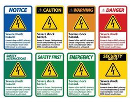 Severe shock hazard sign on white background vector