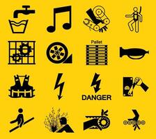 Warning signs,industrial hazards icon labels Sign Isolated on White Background,Vector Illustration vector