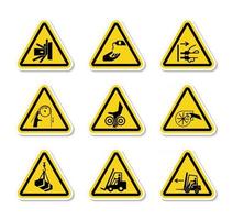 Las etiquetas de símbolos de peligro de advertencia triangular firman aislar sobre fondo blanco, ilustración vectorial vector