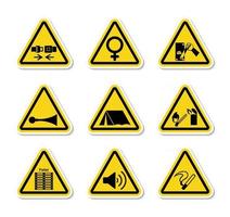 Triangular Warning Hazard Symbols labels Sign Isolate on White Background,Vector Illustration vector