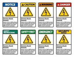 Severe shock hazard sign on white background vector