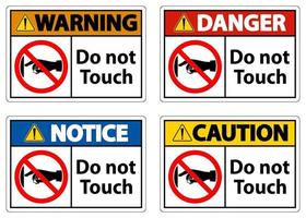 Notice do not touch sign label on transparent background vector
