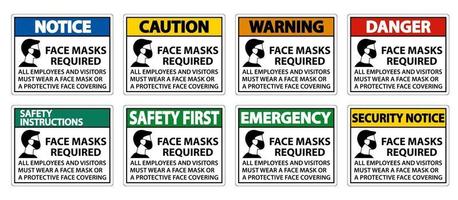 Face Masks Required Sign on white background vector