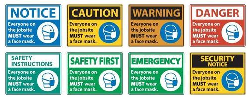 Wear A Face Mask Sign Isolate On White Background,Vector Illustration EPS.10 vector