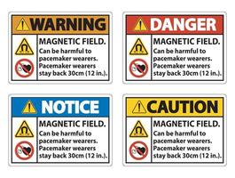 Magnetic field can be harmful to pacemaker wearers.pacemaker wearers.stay back 30cm vector