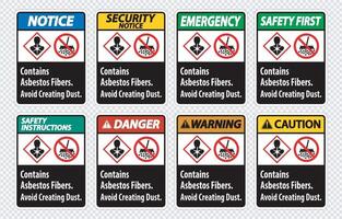 la etiqueta contiene fibras de amianto, evite la creación de polvo vector
