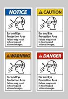 Ear And Eye Protection Area, Failure May Result In Hearing And Vision Damages vector