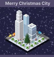Winter Christmas tree, New Year is an isometric vector