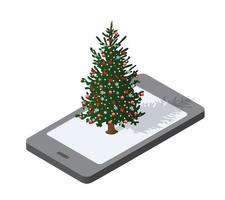 Phone concept of winter holiday vector