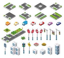 Isometric set building houses icons of blocks module of areas vector