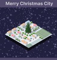 Winter Christmas tree, New Year is an isometric vector