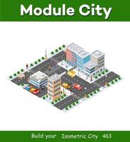 megapolis 3d vista tridimensional isométrica de la ciudad. colección de casas vector