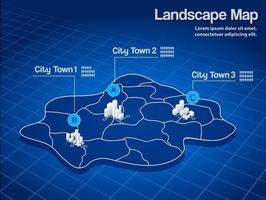 Blueprint isometric map of abstract city houses ultraviolet style illustration for web vector