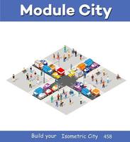 Town district of the city in isometric landscape vector