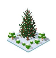 Winter Christmas snowy tree icon vector