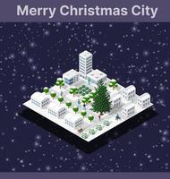 Winter Christmas tree, New Year is an isometric vector