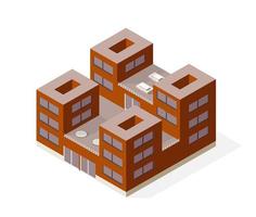 Isometric house building skyscraper concept illustration urban infrastructure for web games applications vector