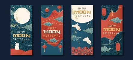 Mid Autumn Festival Card Set vector