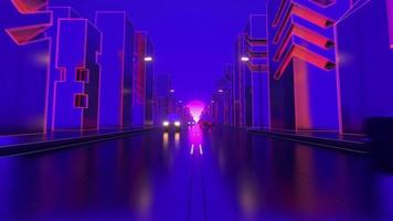 3D framtida neonljus bakgrund stad våg tråd ljud illustration våg modern