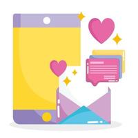 social media, smartphone email, chat, sms in cartoon style vector