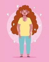 perfectly imperfect, cartoon woman standing with problem skin vector