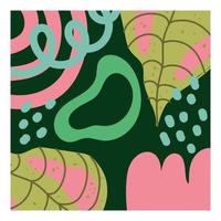 doodle contemporary tropical leaf floral decoration dots background vector