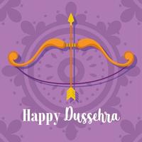 happy dussehra festival of india, bow arrow purple background traditional religious ritual vector