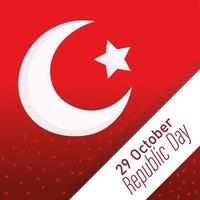 turkey republic day, national celebration card red background vector