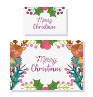 merry christmas, greeting cards cute bear and holly berry vector