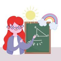 happy teachers day, teacher with chalkboard arithmetic lesson vector