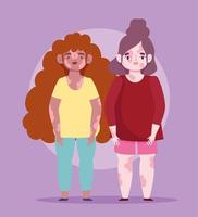 dibujos animados de mujeres jóvenes perfectamente imperfectas con vitiligo vector