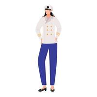 Sailor flat vector illustration. Seawoman in captain uniform. Maritime academy. Marine occupation. Seafarer isolated cartoon character on white background