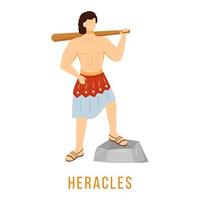 Ilustración de vector plano de Heracles. deidad griega antigua. héroe divino, figura mitológica. símbolo de masculinidad. personaje de dibujos animados aislado sobre fondo blanco