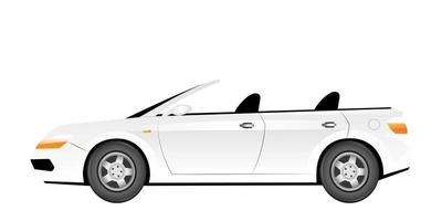 Ilustración de vector de dibujos animados de cabriolet blanco. Coche de verano elegante sin objeto de color plano de techo. vehículo de transporte de lujo. Automóvil personal con estilo aislado sobre fondo blanco.