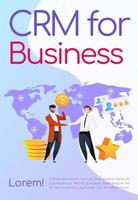 CRM for business poster flat vector template. Smiling men shake hands Brochure, booklet one page concept design with cartoon characters. High rating. Profit grows. Customer service flyer, leaflet