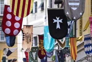 Group of medieval flags photo