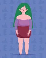perfectly imperfect, plus size young woman in skirt dress vector