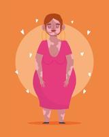 perfectly imperfect, plus size cartoon woman with vitiligo vector