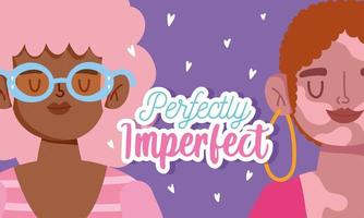 perfectly imperfect, cartoon women portrait with vitiligo vector