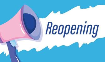 reopening, megaphone announcement business template banner vector