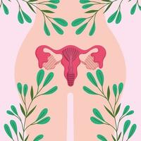 sistema reproductor humano femenino, biología corporal femenina, decoración floral vector