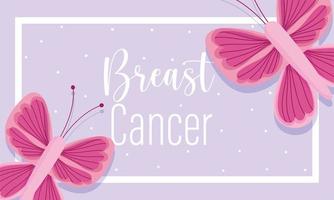 breast cancer awareness month pink butterflies dots background purple banner vector